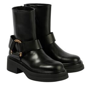 Dorothee Schumacher 'Chic Sophistication' Black Leather Combat Boots Size 12